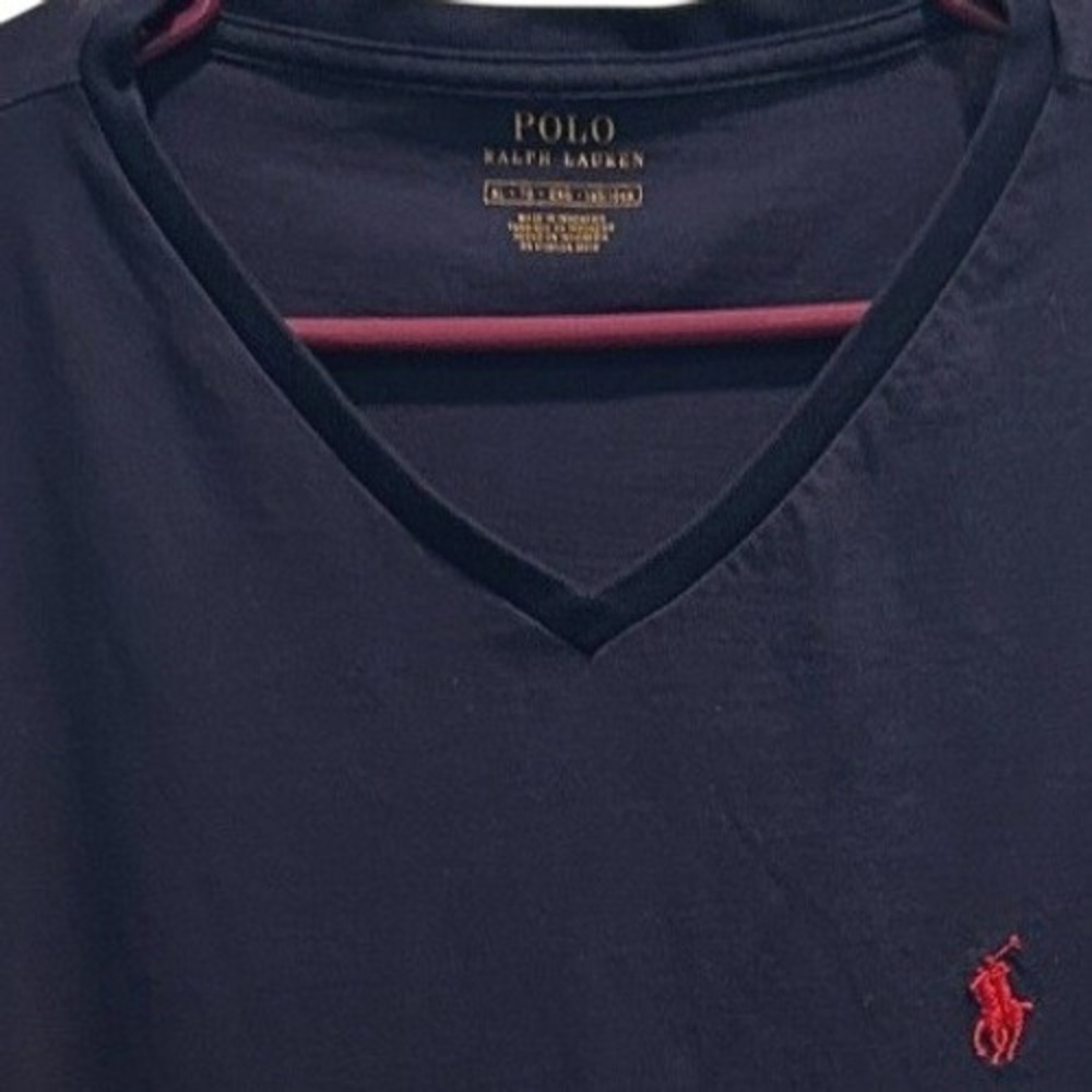 Polo Ralph Lauren V-Neck Thin Pullover Sweater Navy Blue XL Pony Logo Cotton